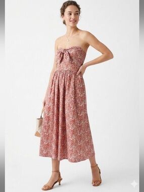 EUC, J. Crew Liberty Tie Front Strapless Dress